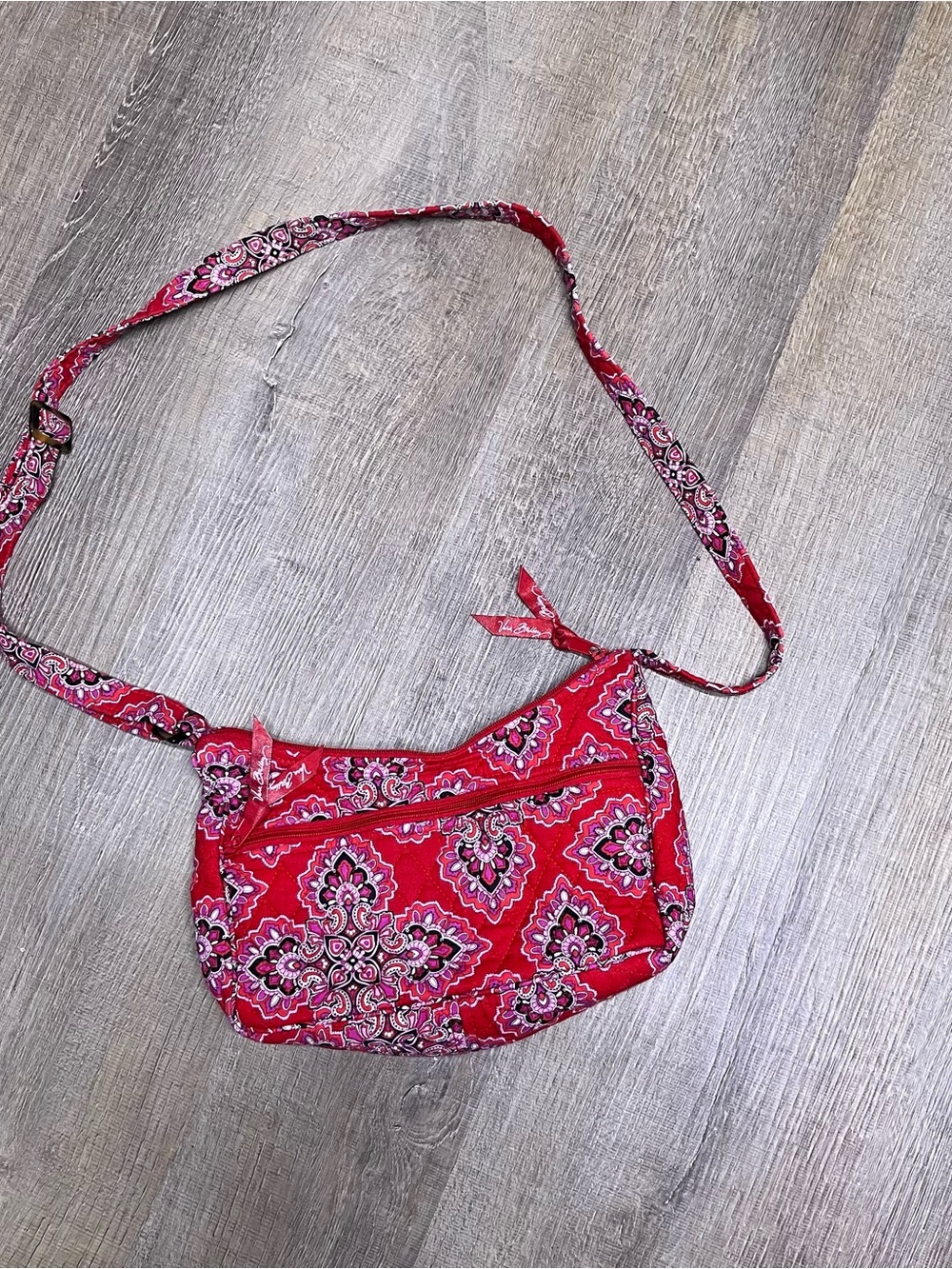 Vera Bradley Red Paisley Quilted Crossbody with Adjustable Strap